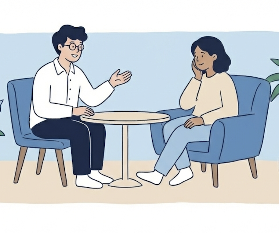 支援者と当事者の面談シーン
